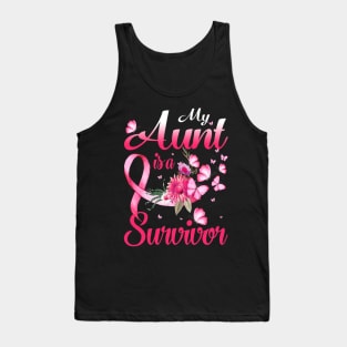 My Aunt Is A Survivor Butterfly Breast Cancer Awareness Tank Top